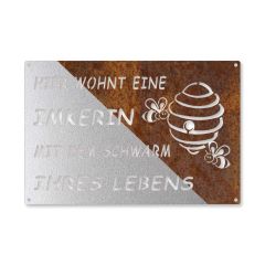 Edelrost Schild hier wohnt eine Imkerin