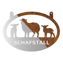 Edelrost Hofschild Schafstall 35 x 50 cm Schamotte-Shop.de