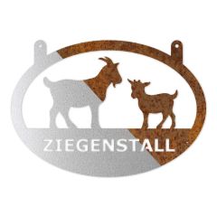 Edelrost Hofschild Ziegenstall 35 x 50 cm