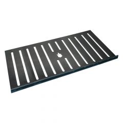 Ascherost aus Stahl 600x300x4mm | Grillplatz Porto | Frontansicht Logo | universal einsetzbar | PUR Schamotte | Schamotte-Shop.de