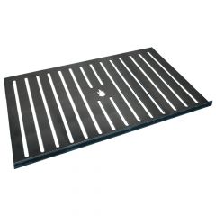 Ascherost aus Stahl 600x400x4mm | Grillplatz Porto | Frontansicht Logo | universal einsetzbar | PUR Schamotte | Schamotte-Shop.de