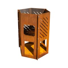 Edelrost Feuertonne klein mit Streifen Schamotte-Shop.de