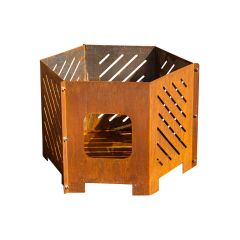 Edelrost Feuertonne Mini mit Streifen Schamotte-Shop.de