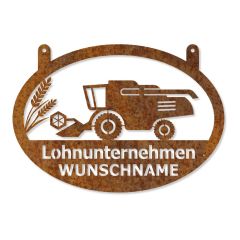 Edelrost Lohnunterehmer Schild mit Wunschnamen 35 x 50 cm