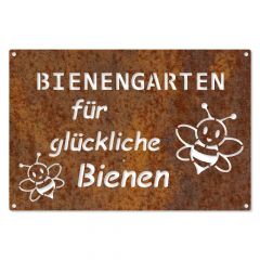 Edelrost Schild, Bienengarten für glückliche Bienen