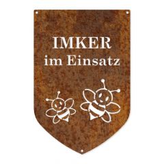 Wappen Imker im Einsatz, Schild in Edelrost » 30 x 20 cm 