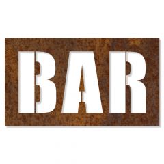 "BAR" Schild in Edelrost, in wählbarer Größe