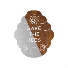 Edelrostschild Bienenstock safe the Bees 40 x 35 cm Schamotte-Shop.de