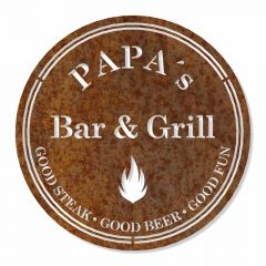"Papas Bar" Edelrostschild von  Ø 25 cm bis Ø 40 cm