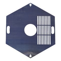 Feuerplatte Grillplatte mit integriertem Rost 6-eckig Ø 60 cm Design 3