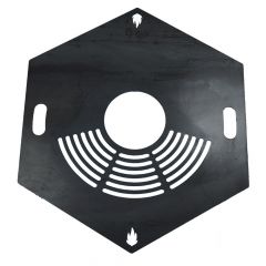 Feuerplatte Grillplatte mit integriertem Rost 6-eckig Ø 60 cm