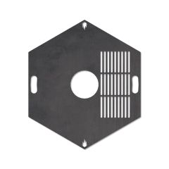 Feuerplatte Grillplatte mit integriertem Rost 6-eckig Ø 80 cm Design 3 Schamotte-Shop.de