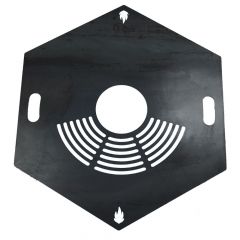 Feuerplatte Grillplatte mit integriertem Rost 6-eckig Ø 80 cm