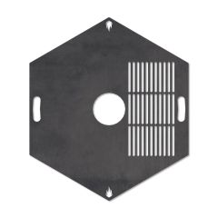 Feuerplatte Grillplatte mit integriertem Rost 6-eckig Ø 98 cm Design 3 Schamotte-Shop.de