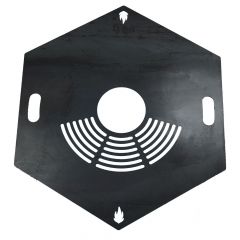 Feuerplatte 6-eckig Grillplatte mit Rost Ø 98 cm aus Stahl