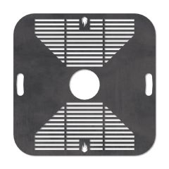 Feuerplatte Grillplatte mit integriertem Rost quadratisch 94 x 94 cm Design 1 Schamotte-Shop.de