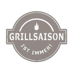 Grillsaison rund Schild aus Edelstahl