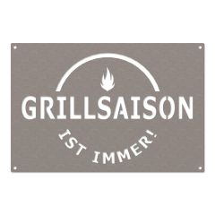 Grillsaison Schild aus Edelstahl