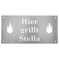 Hier grille ich Schild » mit Ihrem Namen Schamotte-Shop.de