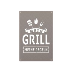 Mein Grill Schild aus Edelstahl
