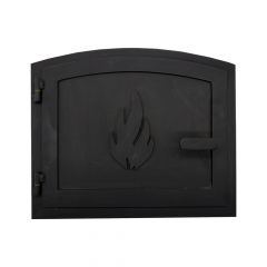 Ofentür aus Stahl 37,0 x 30,8 cm schwarz halbrund für Pizzaöfen | schamotte-shop.de