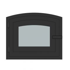 Ofentür aus Stahl 37,0 x 30,8 cm schwarz halbrund  mit Sichtscheibe für Pizzaöfen | schamotte-shop.de
