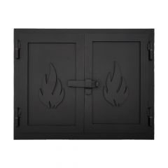 Ofen Flügeltür aus Stahl 45,0 x 30,0 cm schwarz | schamotte-shop.de