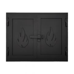 Ofen Flügeltür aus Stahl 45,0 x 30,0 cm schwarz | schamotte-shop.de
