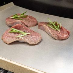Steaks auf Edelstahlblech 39 x 29 cm passend für Weber** Pizzasteine für Grill & BBQ