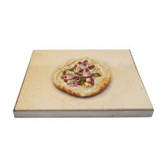 Pizzastein Grill mit Edelstahlrahmen 35 x 35 x 3 cm | PUR Schamotte | Schamotte-Shop.de