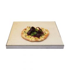 Pizzastein Grill mit Edelstahlrahmen 45 x 45 x 3 cm | PUR Schamotte | Schamotte-Shop.de