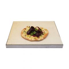 Pizzastein Grill mit Edelstahlrahmen 45 x 45 x 3 cm  PUR Schamotte  Schamotte-Shop.de