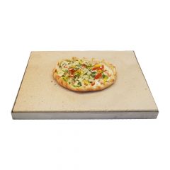 Pizzastein Grill mit Edelstahlrahmen 50 x 30 x 3 cm  PUR Schamotte  Schamotte-Shop.de