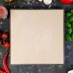 Pizzastein Grill mit Edelstahlrahmen 50 x 50 x 3 cm PUR Schamotte Schamotte-Shop.de