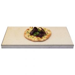 Pizzastein Grill mit Edelstahlrahmen 60 x 30 x 3 cm  PUR Schamotte  Schamotte-Shop.de