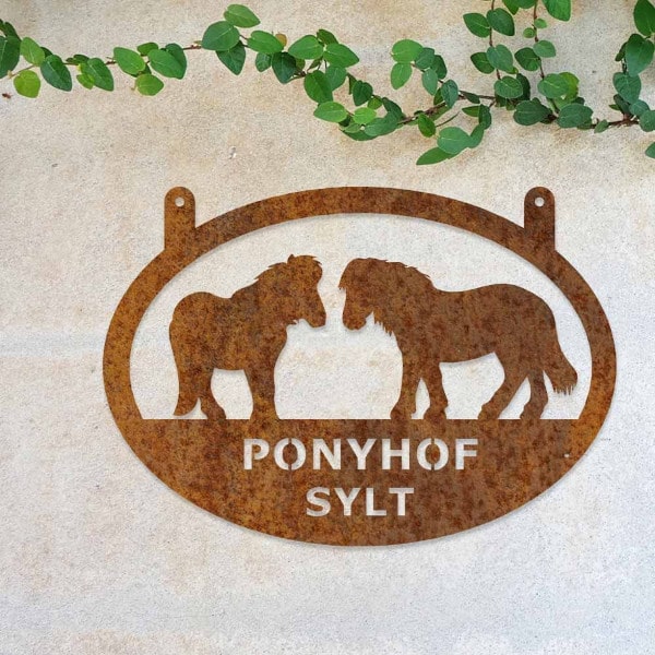 Ederost Schild mit Ponyhof Motiv und Wunschname