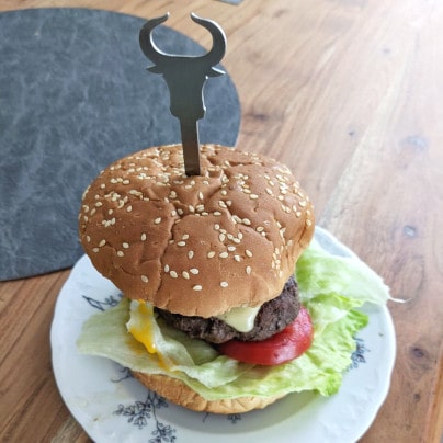 Burgerspieße Stier aus Edelstahl für Antipasti