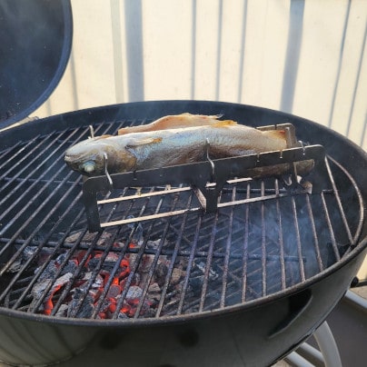 Testbericht Fischhalter aus Edelstahl für den Grill: Forelle grillen