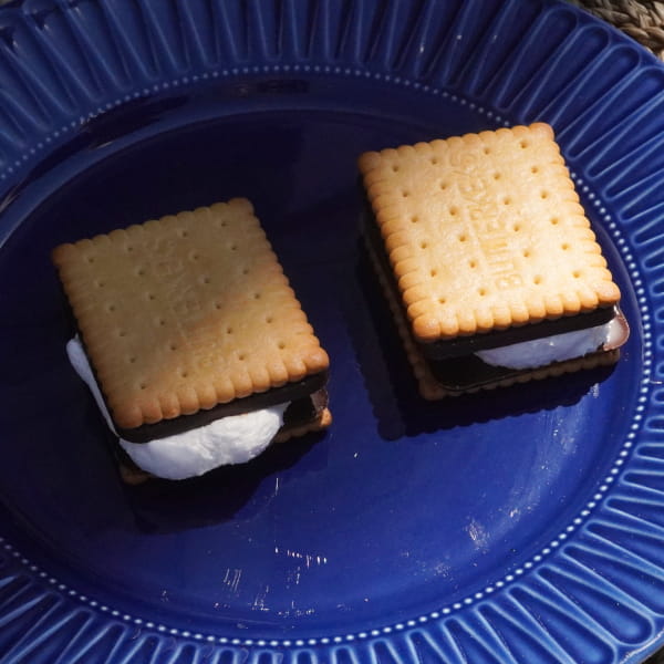 Zwei süße S'mores Dessert auf Teller