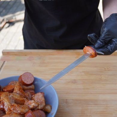 Chicken-Chorizo-Spieße zubereiten