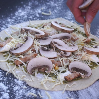 Pizza Rezept Chicken Fajita: Champignons