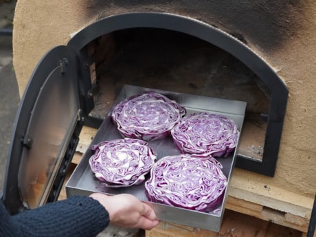 Rotkohlmedaillons aus dem Pizzaofen